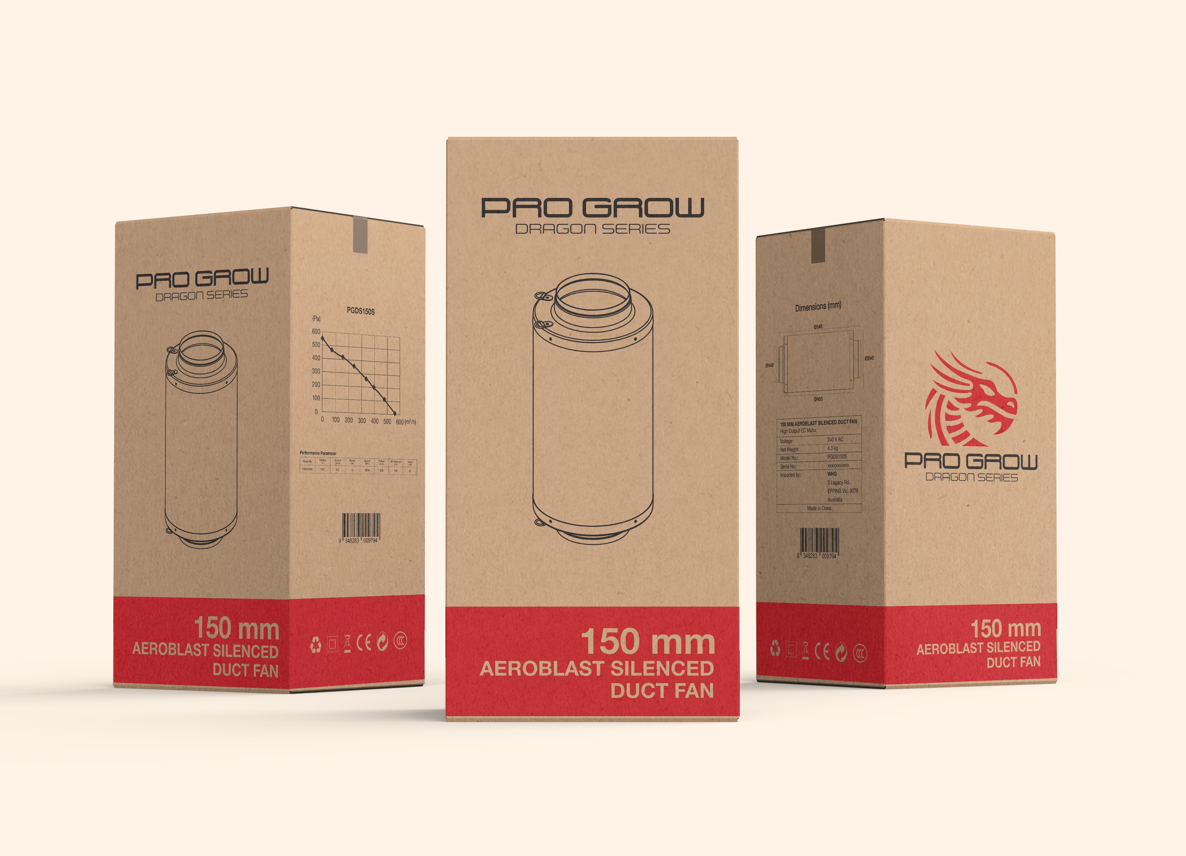 Pro Grow Dragon Series Silenced Fan 150 mm