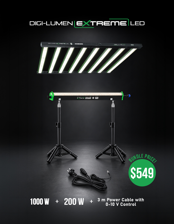 Digi-Lumen Extreme Deal - 1000 W, 200 W Under Canopy, Stands (2 Pack) & Power Cord
