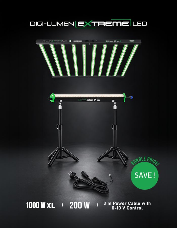 Digi-Lumen Extreme Deal - 1000 W XL, 200 W Under Canopy, Stands (2 Pack) & Power Cord